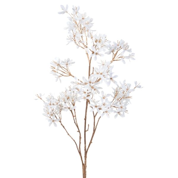 Ramo Flor branco/dourado110cm