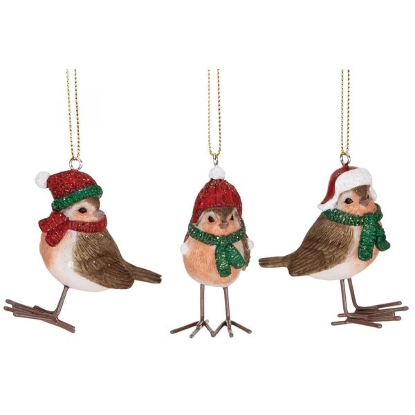 Pássaro c/gorro e cachecol Natal 6,5cm