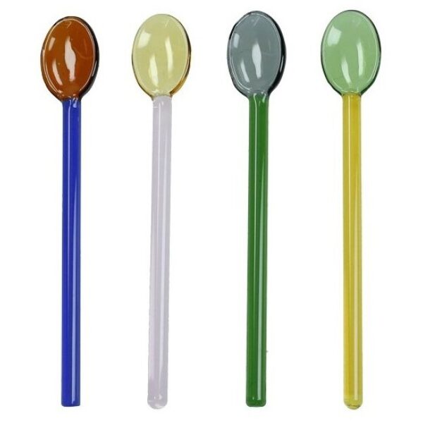 Conj. 4 colheres coloridas em vidro