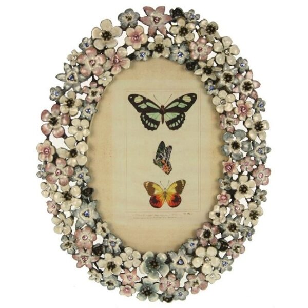 Moldura oval c/flores 17x21cm