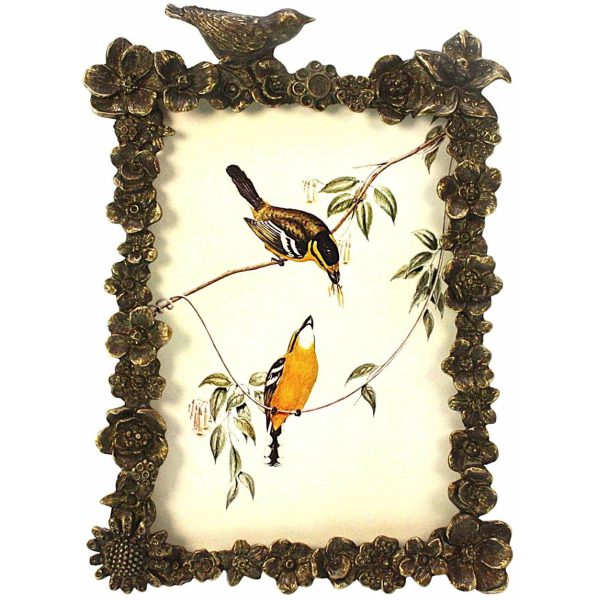 Moldura Pássaro Dourada 16x2x22cm