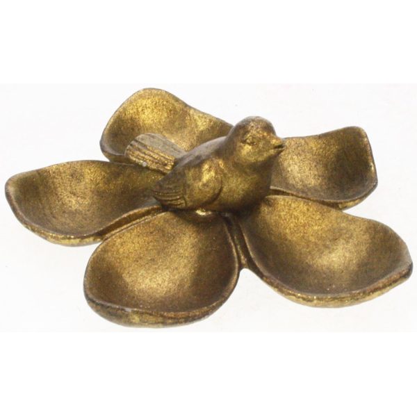Prato Pássaros em folha dourado 11x5cm