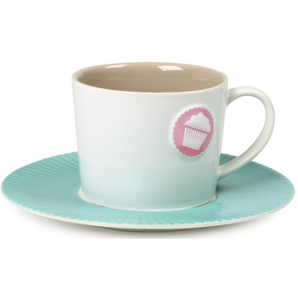 Lilys Cup Cake - Chavena Cappuccino com pires rosa