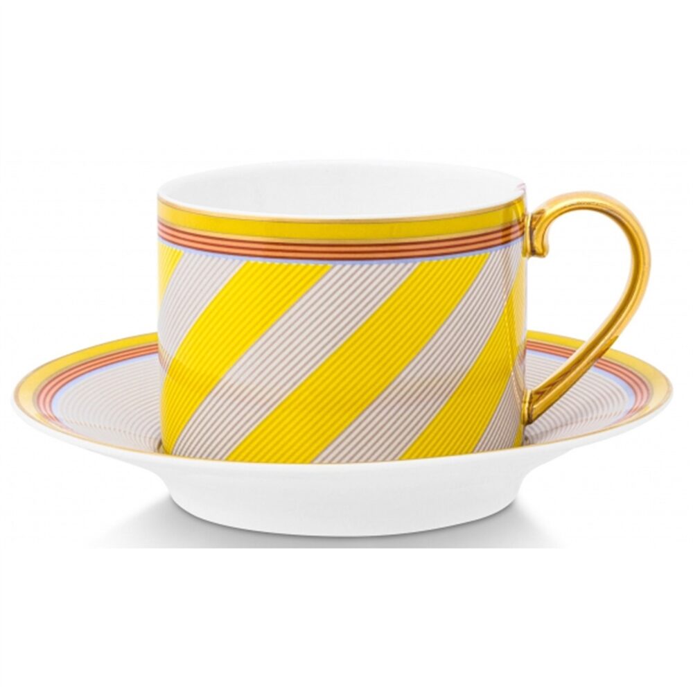 PiP Chique Chavena Chá com Pires Riscas Amarelo 220ml