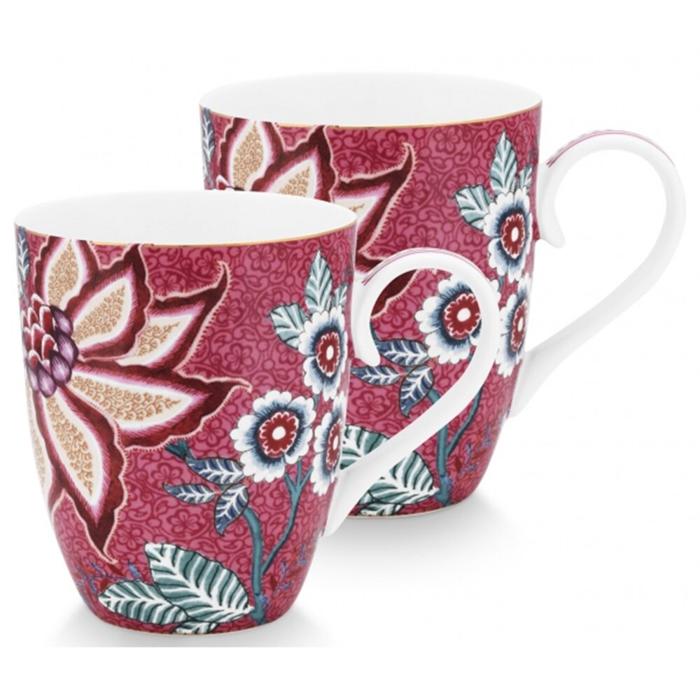 PiP Studio Flower Festival Conj2 Canecas Grandes Rosa Escuro