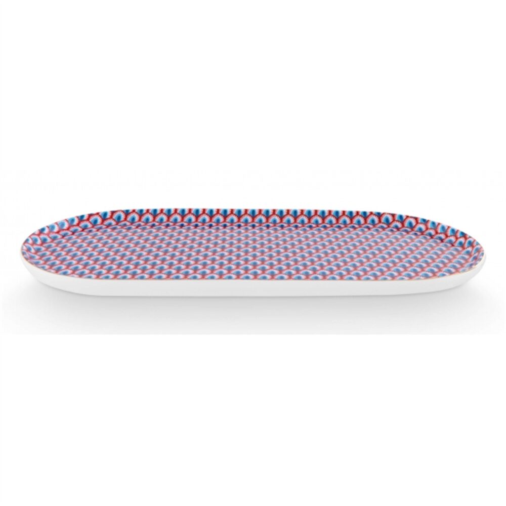 PiP Flower Festival Scallop Travessa peq Vermelho Azul 25x12