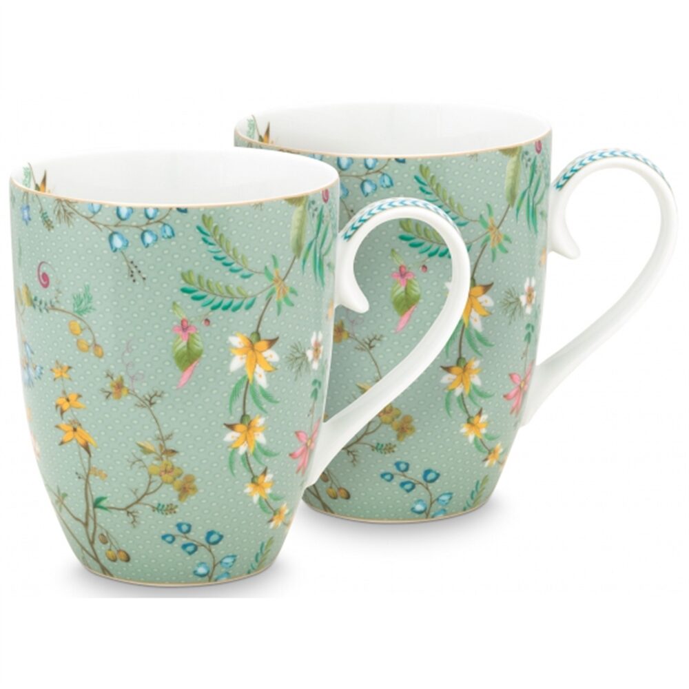PiP Studio Jolie Conj.2 Canecas Flowers Azul 350ml