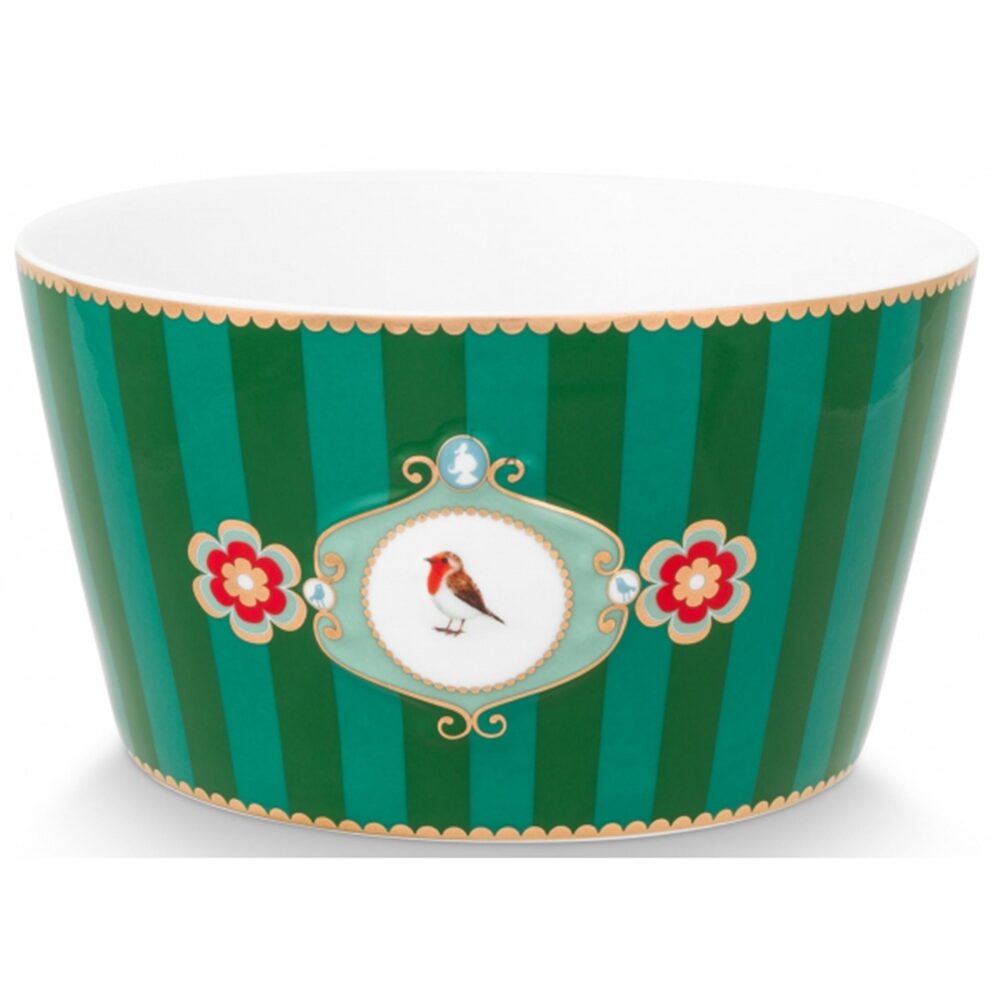 Pip Love Birds Taça Medallion Riscas Esmeralda Verde 15cm