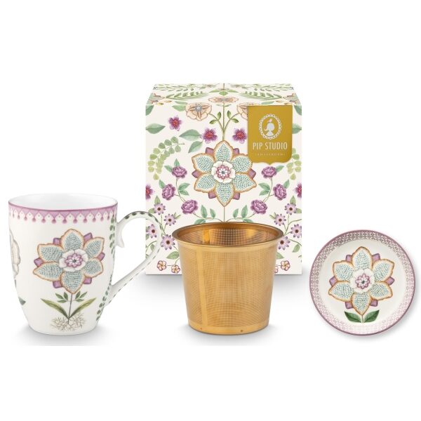 PiP Lily&Lotus Conj Caneca 350ml e filtro Chá Branca