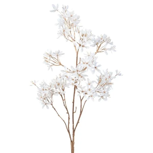 Ramo Flor branco/dourado110cm