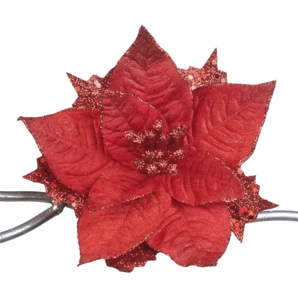 Folha Clip Poinsettia Vermelha 15cm