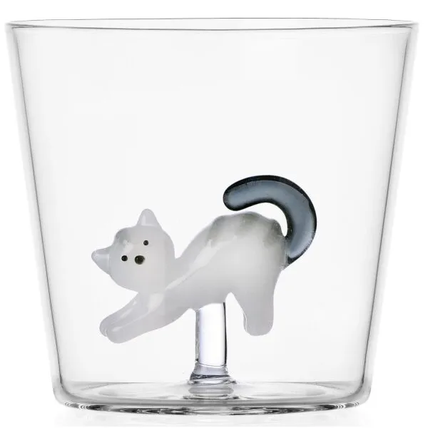 Copo Tabby Cat Gato Branco e cinza