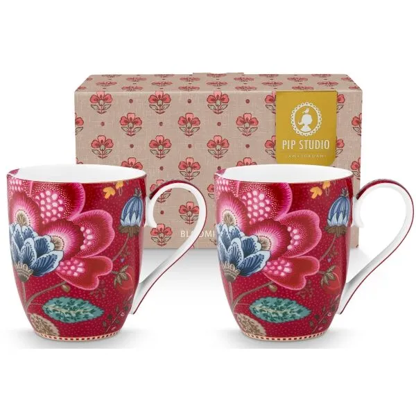 PiP Blooming Tales Conj 2Canecas XL 450ml Fantasy Vermelho E