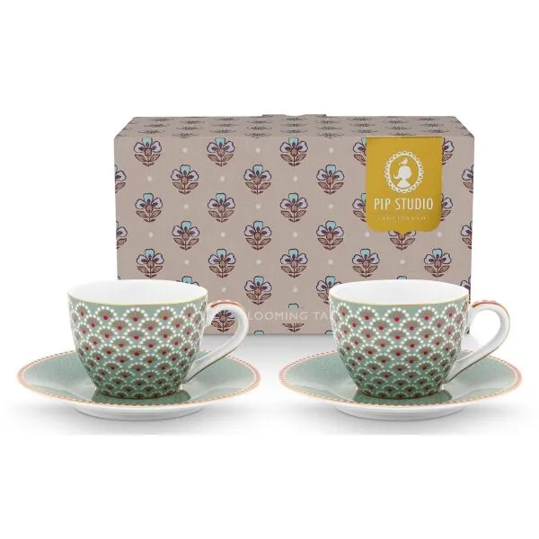 PiP Blooming Tales Conj 2Chávenas Expresso 120ml Azul