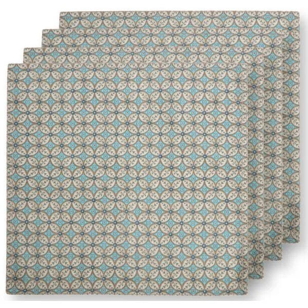 PiP Blooming Tales Conj. 4Guardanapos Bustani Khaki-Azul 40x