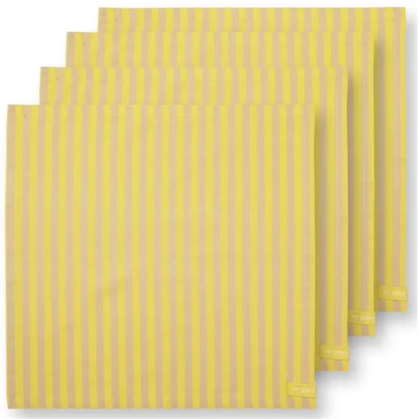 PiP Studio Conj.4Guardanapos Riscas Amarelo 40x40cm