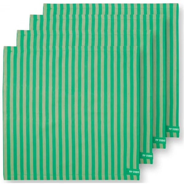 PiP Studio Conj.4Guardanapos Riscas Verde 40x40cm