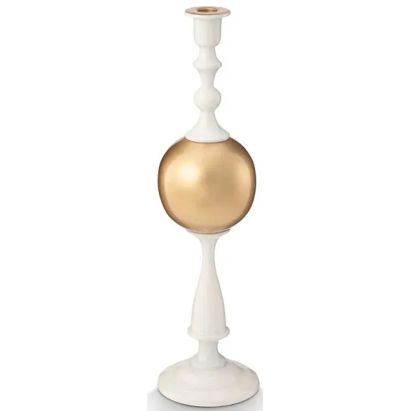 PiP Castiçal Metal Grande Sphere Branco Ouro 44cm