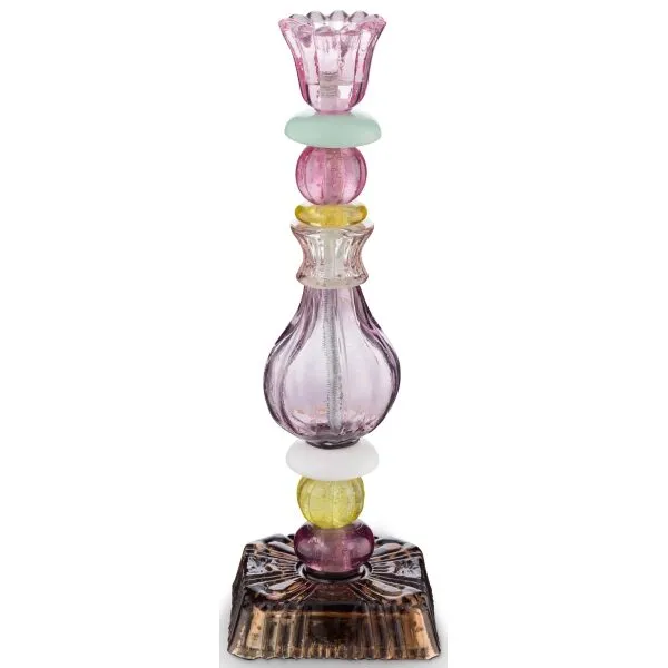 PiP Castiçal Vidro Bolas Lilás 28cm
