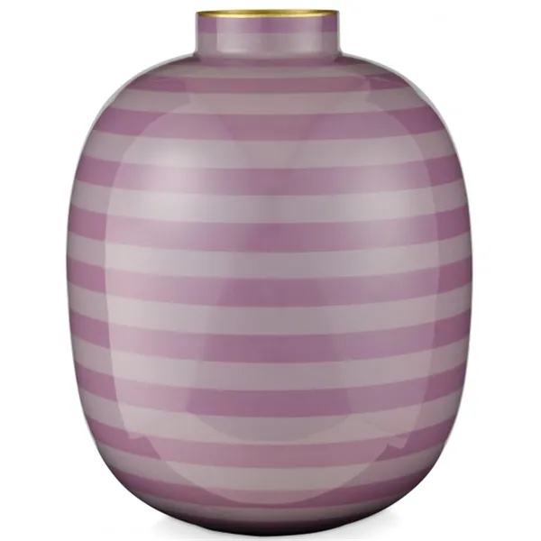 Pip Vaso Metal Lilás Riscas 32cm