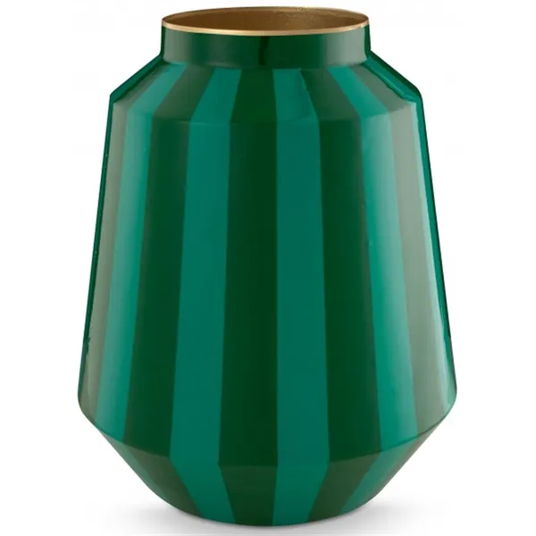 PiP Vaso Metal Riscas Verde 24x29cm