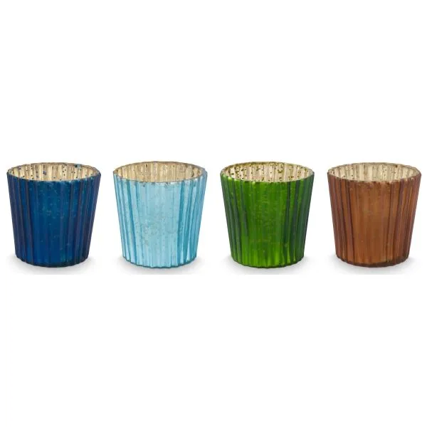 PiP Studio Conj 4Tea Lights Vidro Azul 7x7cm