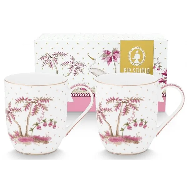 PiP Studio Jolie Com 2Canecas 145ml Dots Gold Rosa