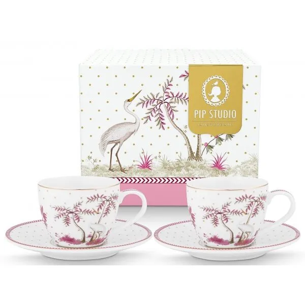 PiP Studio Jolie Conj 2Chavenas Expresso Dots Gold Rosa 120m