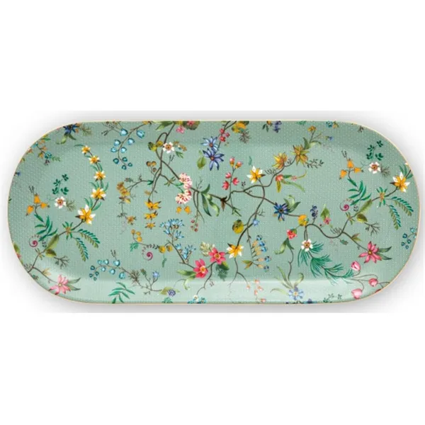 PiP Studio Jolie Travessa Bolos Rectangular Flowers Azul 33.