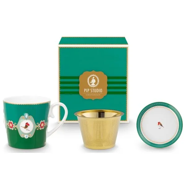 PiP Love Birds Chá para um 300ml Medallion Esmeralda-Verde