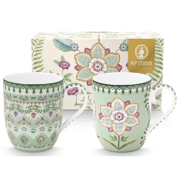 Pip Lily&Lotus Conj 2 Canecas 145ml Verde Claro