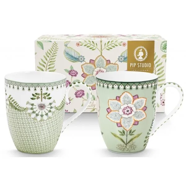 Pip Lily&Lotus Conj 2 Canecas 350ml Verde Claro