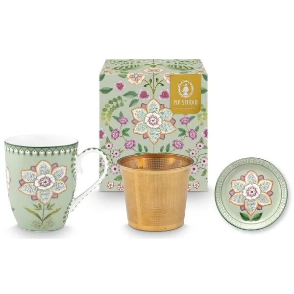PiP Lily&Lotus Conj Caneca 350ml e filtro Chá Verde