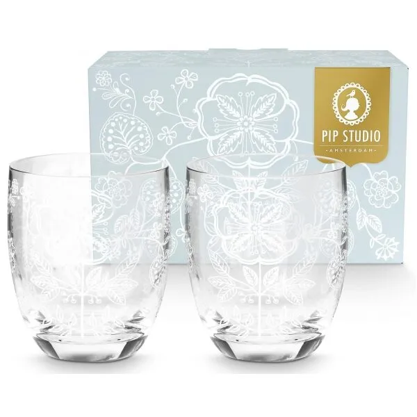 Pip Lily&Lotus Conj 2 Copos Água Flower Branco 280ml