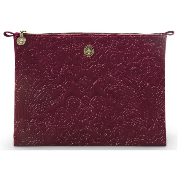 PiP Studio Bolsa Flat Grande Veludo Quiltey Days Vermelho 30